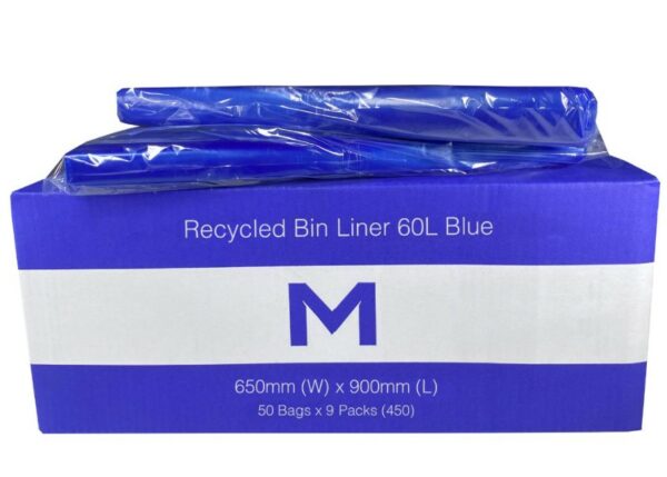 FP Recycled Bin Liner w/handles 60L Blue